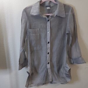 Yushi Striped Gray Shirt Unique Quirky Classy